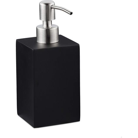 Porte-Savon Liquide, 300 ML, Rechargeable, Salle de Bain, Distributeur shampoing, Pompe en INOX, carré, Noir (1/5)