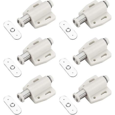 Loquet magnétique de porte avec mécanisme d'ouverture par simple pression, loquet magnétique tactile en plastique avec fonction de fermeture amortie, ressort puissant, loquet magnétique avec gâche pou (1/5)