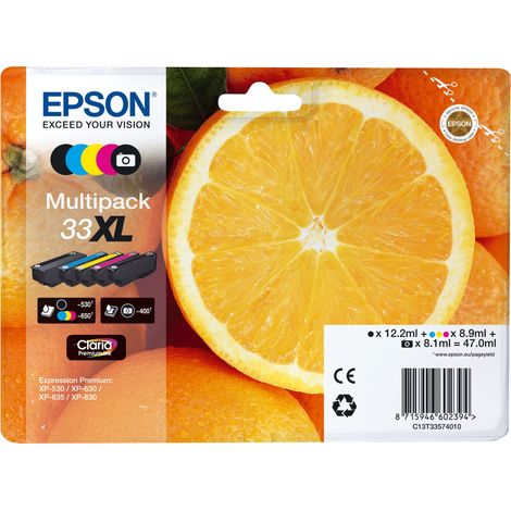 Epson Oranges C13T33574021 cartouche d'encre 1 pièce(s) Original Rendement élevé (XL) Noir, Photo noire, Cyan, Magenta, Jaune (1/3)
