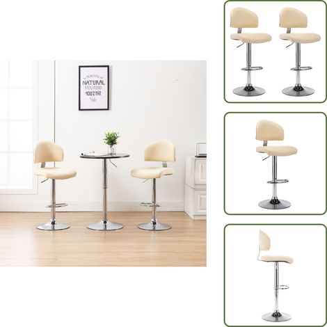 Tabourets de bar lot de 2 crème similicuir - Tabouret De Bar - Tabouret De Cuisine - Tabouret Pivotant - Tabouret Ajustable - Simuli Cuir (1/5)