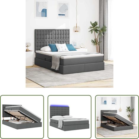 LED-Bett - Bett mit Stauraum und LED Dunkelgrau 140 x 200 cm Polyester (1/5)