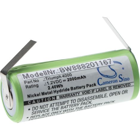 vhbw Akku Ersatz für Oral-B 3745, 3761, 3762 für elektrische Zahnbürste (2000mAh, 1,2V, NiMH)