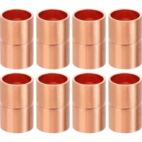 8pcs Manchons à Souder en Cuivre, 6.35mm Raccords de Couplage Tuyau, Raccord Tuyauterie Droit pour Raccordements Plomberie HVAC Climatisation Chauffage Réseaux, Épaisseur 0.8mm - 3/8 pouce (1/5)