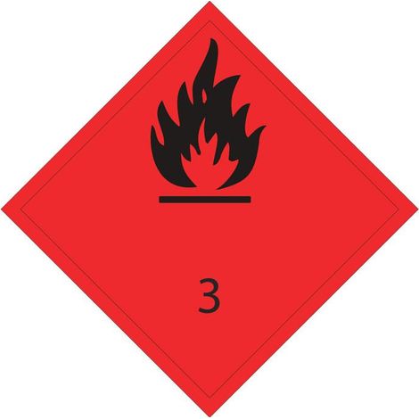 Señal adhesiva peligrosa 100x100mm - advertencia productos inflamables clase 3