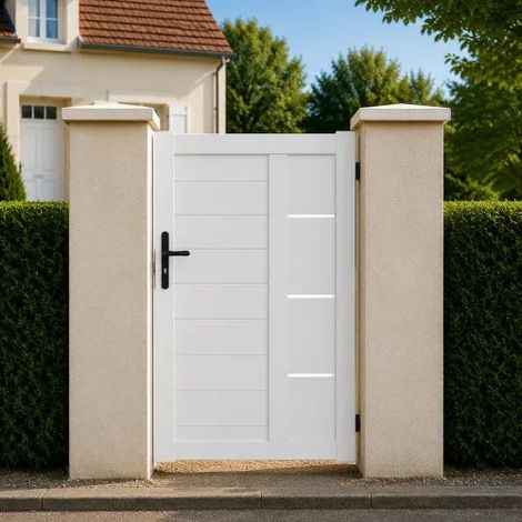 Portillon battant manuel PVC blanc ARLES INSERT L 100 x H 140 cm - poignée à gauche (1/5)