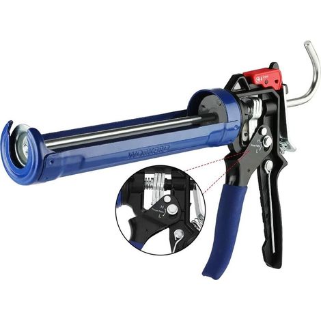 – Pistolet extrudeur à silicone 295ml – Système double poussée 9:1 et 18:1 – Conception ergonomique anti-goutte – Pour mastic silicone et latex (1/5)