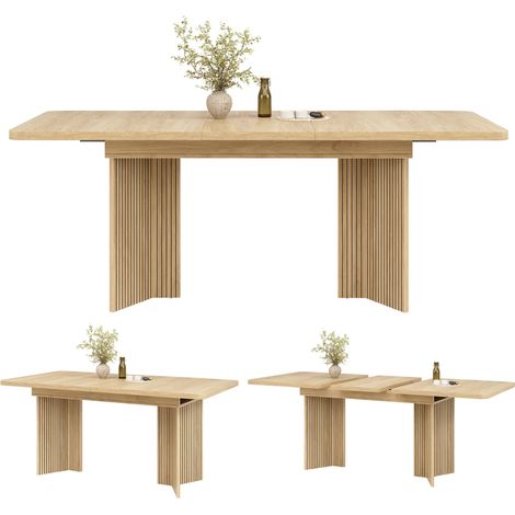 Table à manger Extensible Bois 120x80x76cm MDF Salle à Manger Rangement Pratique Confort et Fonctionnalité Usage Quotidien Moderne (1/5)