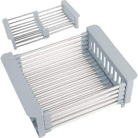 Ersandy – Égouttoir d'évier extensible en acier inoxydable – Panier de vidange télescopique 330-465mm – Drainage rapide pour vaisselle et légumes (1/5)