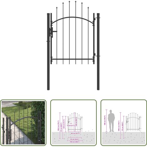 Stahl -  Gartentor mit Schloss Grau 150 x 100 cm Stahl (1/5)