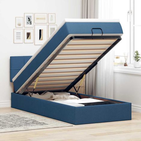 Ottoman-Bett mit Matratze Blau 90x200 cm Stoff (1/5)