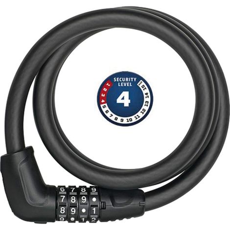 ABUS Serratura a cavo Tresor 6412C supporto SCMU - combinazione, regolabile individualmente Cavo in acciaio con rivestimento plastica Livello di sicurezza 4 85 cm, nero