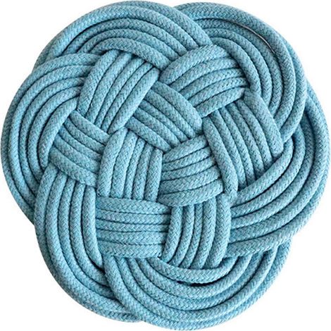 Sets de table isolants en corde de coton, sets de table résistants à la chaleur en corde de coton, dessous de plat, sets de table tricotés à la main, bleus (1/5)