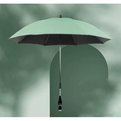 Sombrilla universal para cochecito, parasol con protección UV para carritos, protección UV 50+, 85 cm de diámetro, flexible y ajustable, compatible con la mayoría de los cochecitos (verde). (1/5)