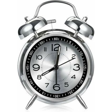Réveil fort pour adultes dormeurs lourds, quartz silencieux de 10,2 cm avec rétroéclairage, double cloche (gris) (1/4)