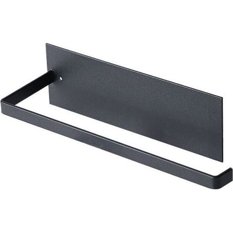 Porte-essuie-tout mural, nécessite un perçage, en métal, boîte à essuie-tout auto-adhésive pour la cuisine, 26 cm, noir. (1/4)