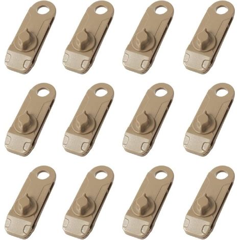 SABIR Clips de Bâche 12 Pièces Pince de Sol Clips de Tente en Plastique en Forme de Crocodile pour Camping Auvent Activités de Plein Air (Marron, 8.5x2.6x2.8cm) (1/5)