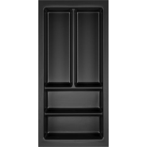 ORGA-BOX Junker Slim Besteckeinsatz 225 x 476 mm Lavagrau mit Perlstruktur für 30er Schränke Küchen Schubladeneinsatz passgenau für SO SLIM Schubladensystem