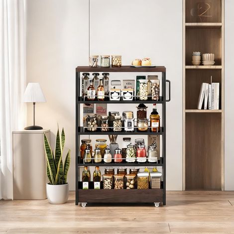 Meuble étagère étroit sur roulettes 55 x 16 x 85 cm 4 étagères (1/5)