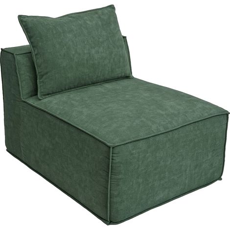 [NON UTILIZZATO] Poltrona modulare HHG-398, sofà lounge imbottita parte centrale, Stoffa/tessuto (300g/m²) 63x75x97cm, verde