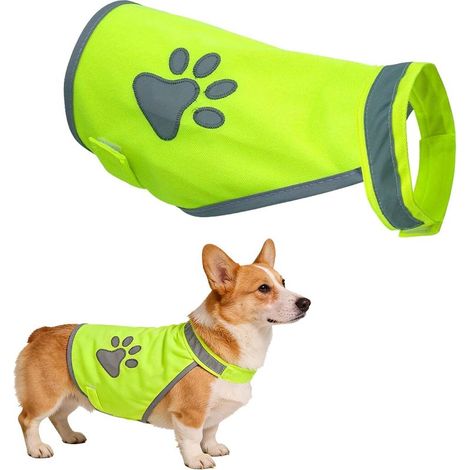 2 Pièces Gilet de Sécurité Réfléchissant pour Chien, Gilet Jaune Ajustable Chien, Haute Visibilité Veste Réfléchissant Vest de Sécurité Veste d'animal de Compagnie pour Jour et de Nuit (M) (1/5)