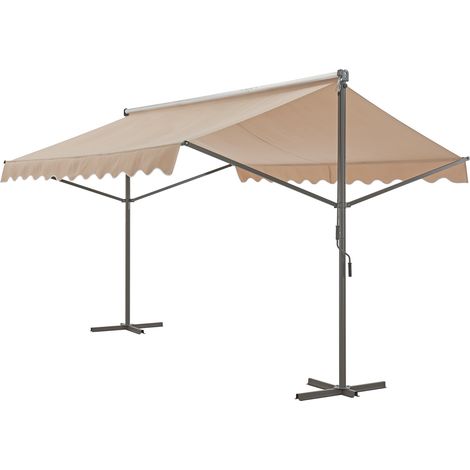 Store banne autoportant à double pente 300 x 300 x 260 cm sable