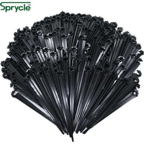 (SPL11-018-50PCS) SPRYCLE Support de jardin à crochet en C de 6,35 mm (1/4 pouce) pour tuyau d'arrosage de 4/7 mm, système d'irrigation goutte à goutte, serre (1/4)