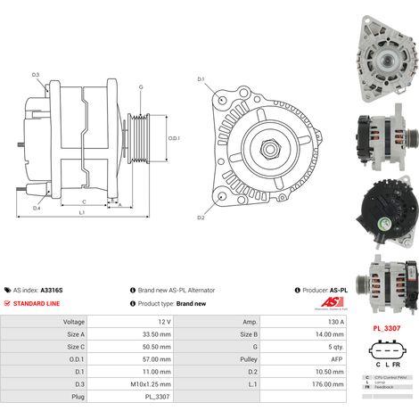 Alternateur AS-PL A3316S HYUNDAI 37300-2A800 37300-2A805 37300-2A850