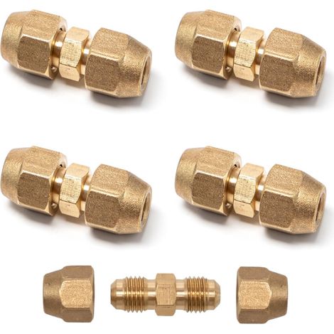 Lot de 4 Raccords Doubles pour Tuyaux en Cuivre 1/4" Raccord Tuyau en Cuivre Sans Soudure Raccord Liaison Frigorifique pour Rallonge Tube Climatisation, Tuyau cuivre de 6.35 à 6 mm