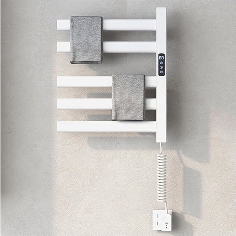 Elektrischer Handtuchwärmer, Wandmontage, Badezimmer-Handtuchhalter, Spa-Handtuchwärmer für Küche/Friseursalon, Touch-Bedienung, Temperaturregelung, Timer, Weiß (1/5)