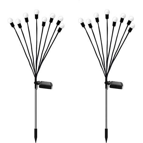 Set di 2 lampade solari, LED, IP65, fisse, sensore di luce, nere (1/5)