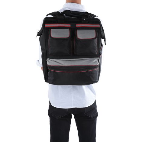Sac à outils Oxford YILEQI, sac à dos multifonction rangement réparation, organisateur noir, grand format professionnel (1/5)