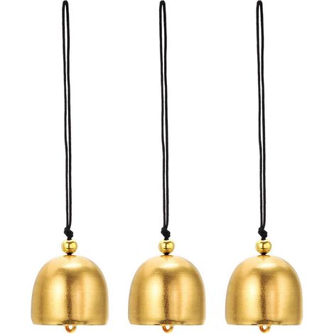 Windspiel 3 Stück Metall Retro Chinesische Glocken Gold Schwarz für Garten & Außen