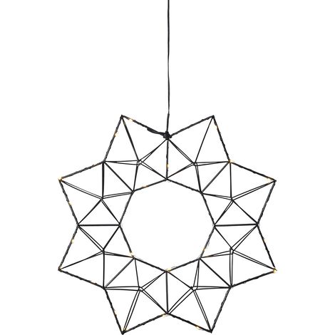 Star – Metallkranz Kranz Edge Schwarz 40 cm – Dekorativer LED-Kranz aus Messing für Innen – 30 warmweiße LEDs mit 7.000 h Lebensdauer – Weihnachtskranz & Fensterdeko mit 3,5 m Kabel (1/5)