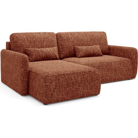 Umkehrbares und umwandelbares 3-Sitzer-Ecksofa mit Truhe Lazare Terracotta