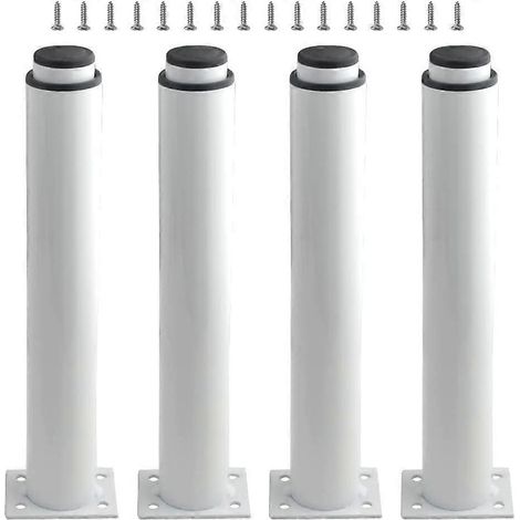 (25-42 cm, blanc) Un ensemble de 4 pieds de table robustes et réglables en métal, adaptés aux tables, lits et canapés. (1/5)