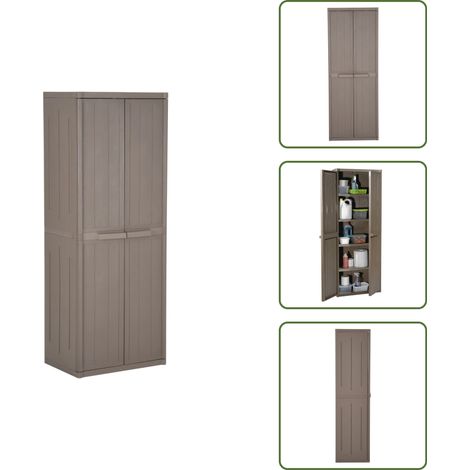 Armoire de rangement jardin Marron 65x45x172 cm PP Aspect bois - Armoire De Rangement - Meuble De Rangement - Armoire Exterieur - Armoire Jardin - Mobilier Extérieur (1/5)