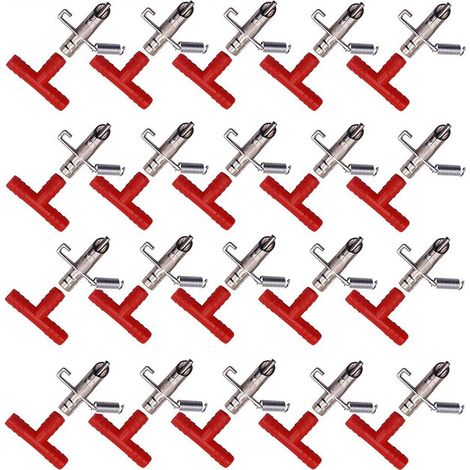 Abreuvoir automatique pour poules, lot de 20 pipettes d'eau en acier inoxydable avec ressorts et connecteurs en T pour volailles (1/5)