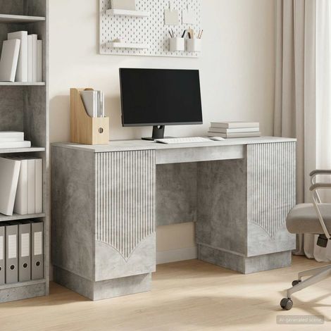 vidaXL Scrivania con lo scaffale Grigio Cemento 142,5 x 50 x 75 cm (1/5)