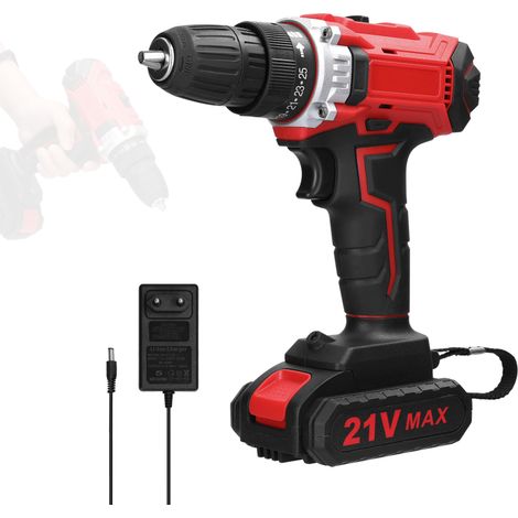 Irovami Perceuse 21V 25 niveaux – 2 vitesses, batterie Li-Ion – Idéal pour maison, bricolage, réparation (1/5)