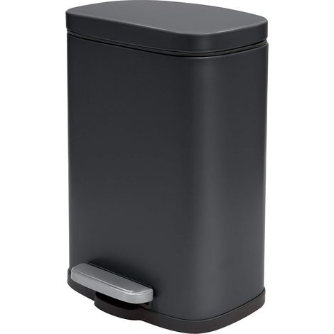 Poubelle de Salle de Bain à Pédale AKIRA - Acier Inoxydable Haut de Gamme - Fermeture Silencieuse Easy-Close - Noir Mat - 5L (1/5)