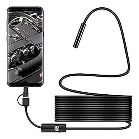 Caméra d'inspection USB C étanche 2.0 MP IP67 – Câble semi-rigide 5m – 6 lumières LED réglables – Rotation 360° pour zones inaccessibles (1/5)