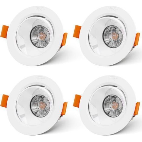 Lot de 4 spots LED encastrés extra-plats 7 W pour salle de bain, blanc neutre 4000 K, 700 lm (1/5)