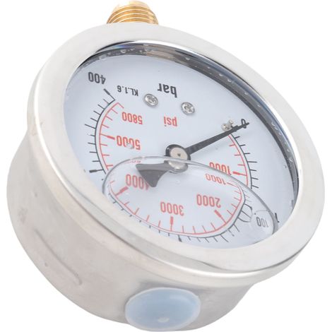 Manomètre hydraulique 63 mm cadran 0-400 bars 0-5800 psi raccord G1/4 filetage mâle (1/5)