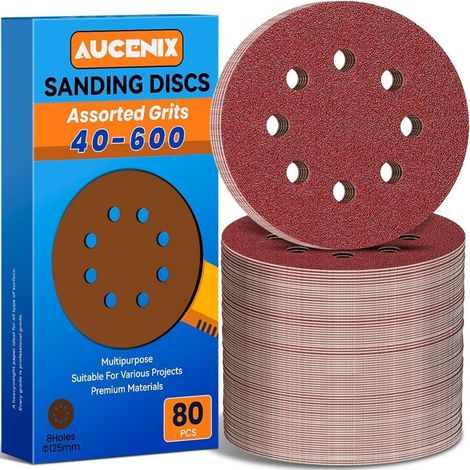 Schleifpapier 125mm Klett 8 Löcher Exzenterschleifer 80 (1/5)