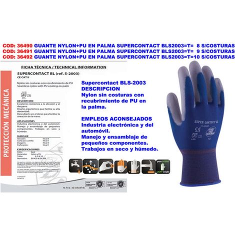 Nylon- und PU-Handflächenhandschuh Supercontact BLS2003T 9 nahtlos