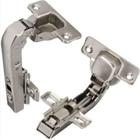 2 charnières Invisibles 90° clipsable pour porte de meuble d'angle à une seule porte avec amortisseur et clip ouverture de montage 35mm (1/4)