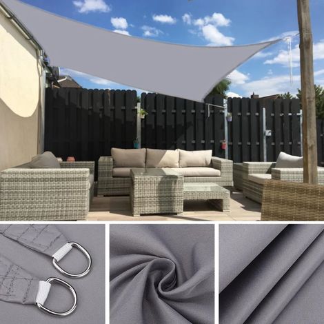 Voile d'ombrage extérieure imperméable, protection solaire pour jardin, terrasse, balcon, tissu Oxford, carrée 2x2m (Gris, 2x2m) (1/5)