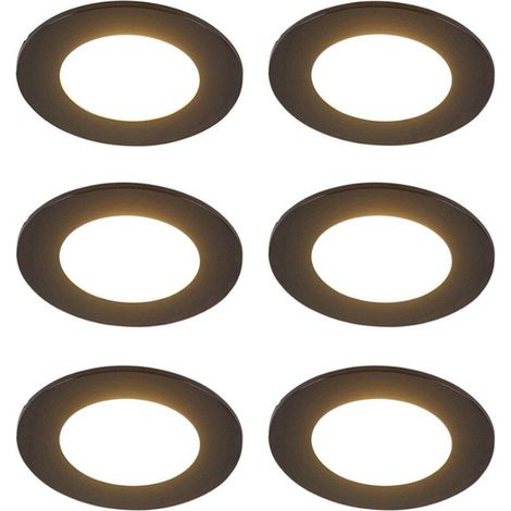 QAZQA Blanca Spot encastré - set de 6 - 9x9cm - LED incl. - 3 niveaux de gradation - IP44 - noir mat (1/5)