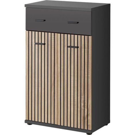 Meuble de Rangement "Marco" 96cm Naturel & Gris