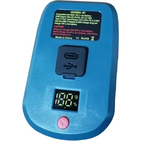 Adattatore caricabatterie da 65 W per batterie agli ioni di litio Makita da 18 V, con interfacce Type-C e USB, supporta la conversione di ricarica USB inversa. (1/3)